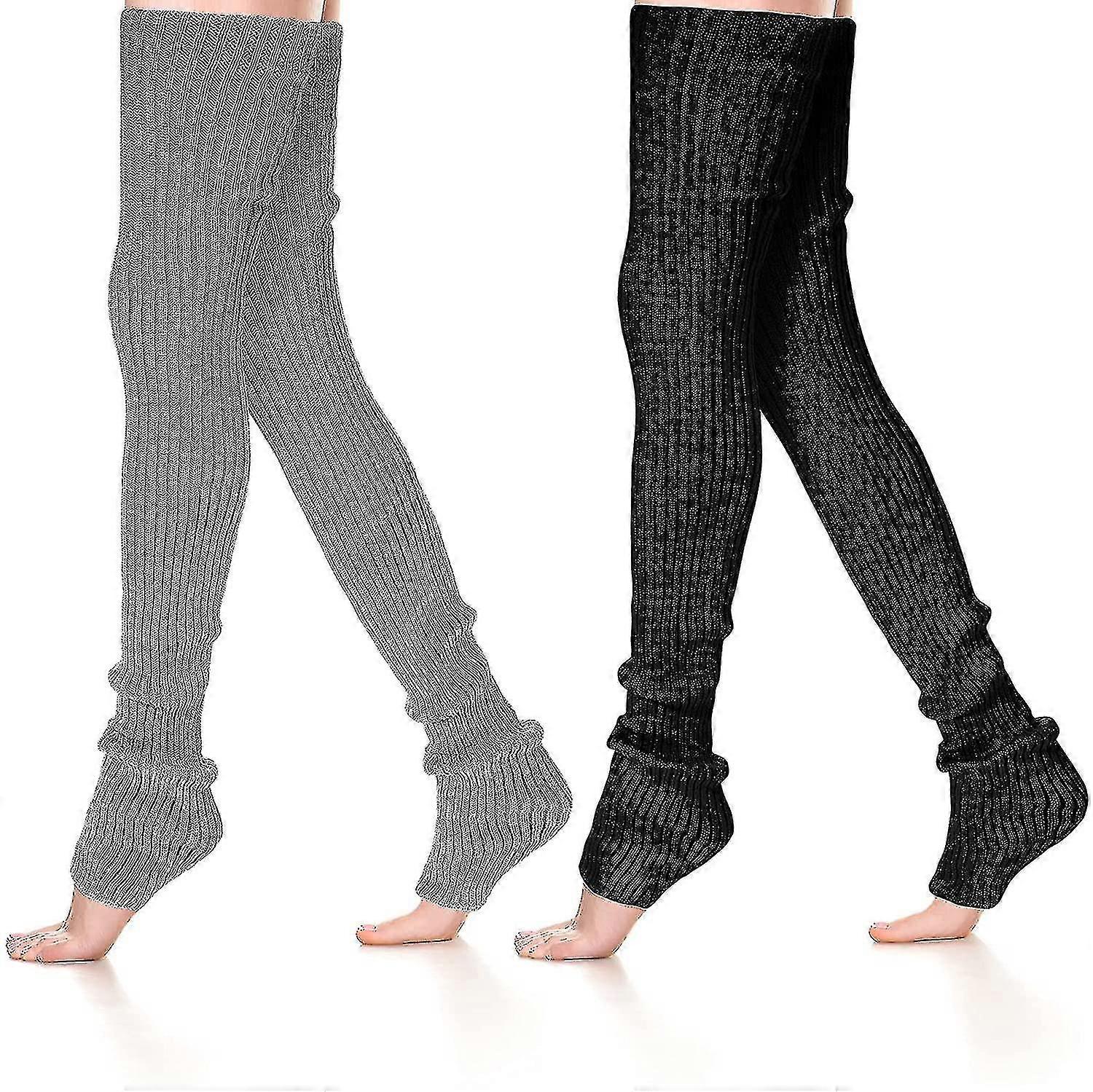 Lot de 2 paires de jambières en tricot torsadé pour femme, chaussettes longues et chaudes pour l'hiver