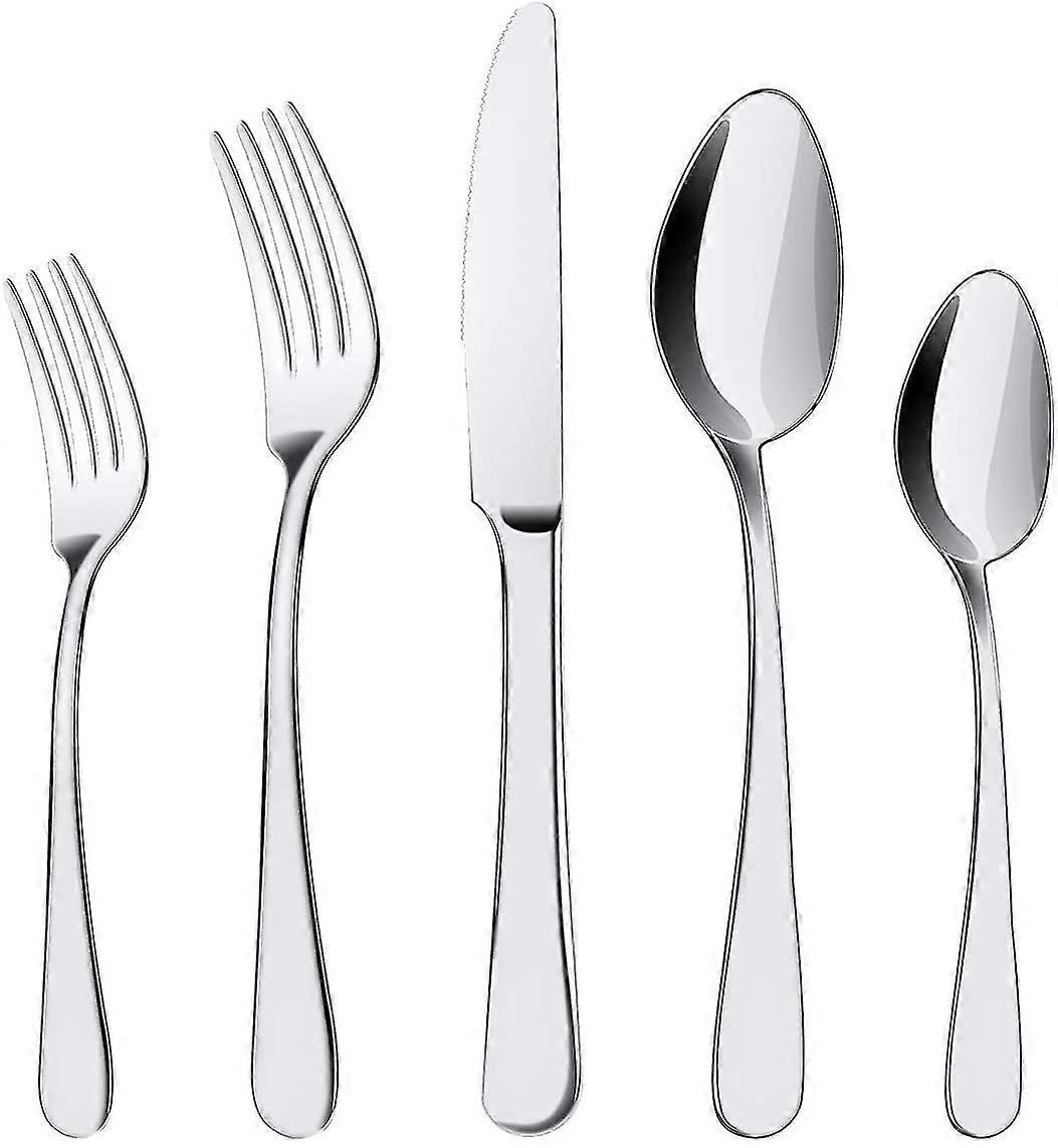 Silverware Set, 5pcs Stainless Steel Flatware Cutlery Set, Include Knife Fork Spoon