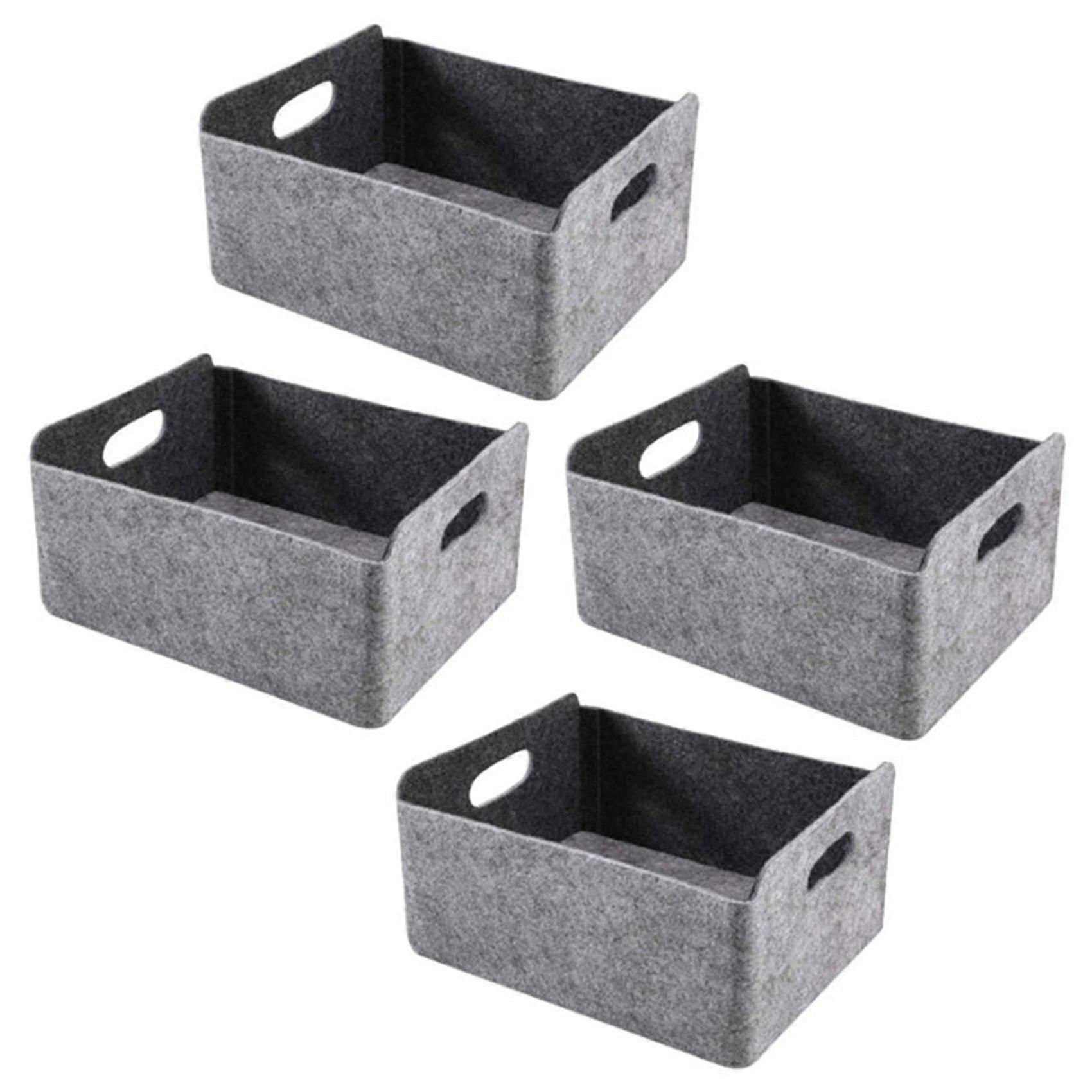 4pcs Felt Storage Basket/bin With Handles, Collapsible & Convenient Storage Solution