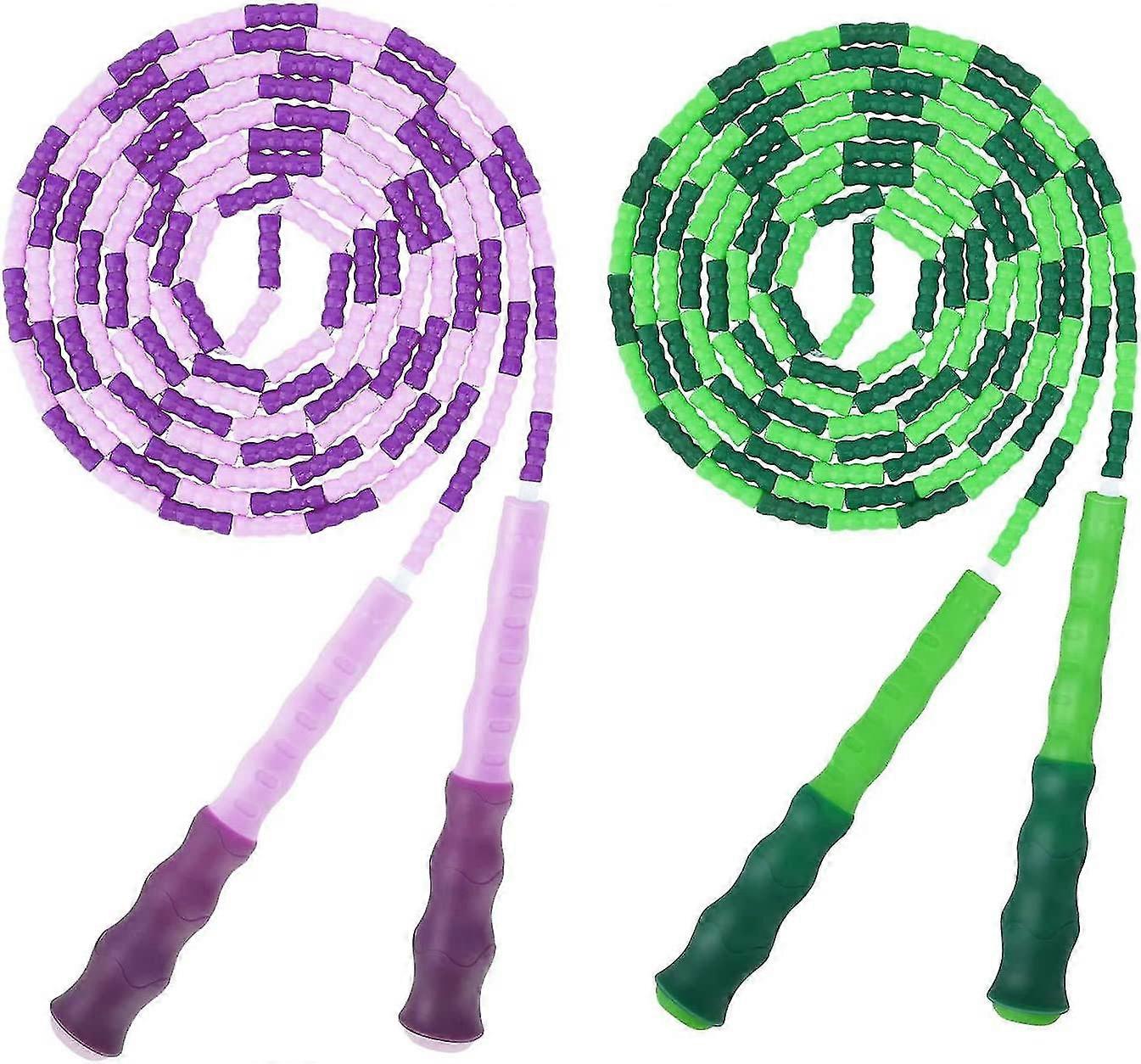 Jump Rope Soft Beaded Skipping Rope (2 Pack), Premium Adjustable Segmented Tangle-free