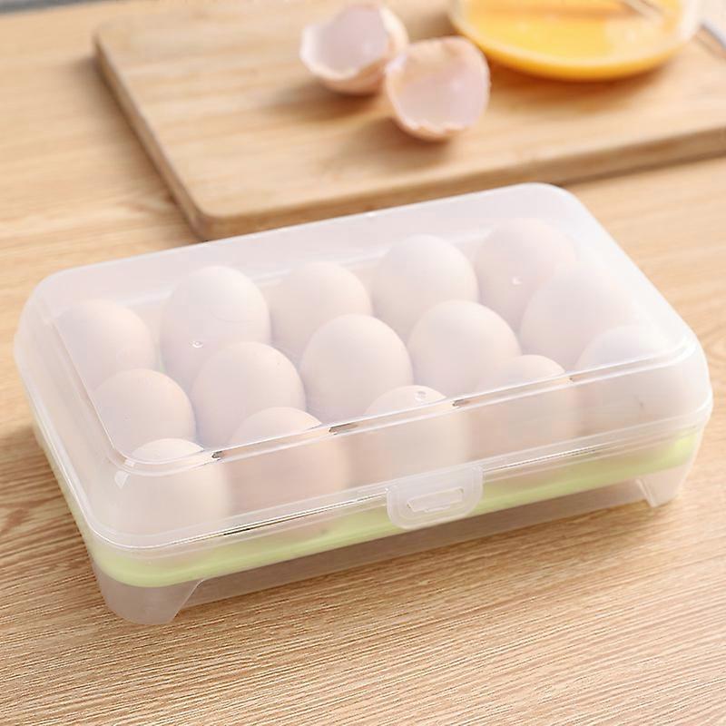 Egg Box Green Grid Plastic Egg Holder Refrigerator with Lid for Camping Picnic Kitchen Food Storage Can Eggs Container 30pcs