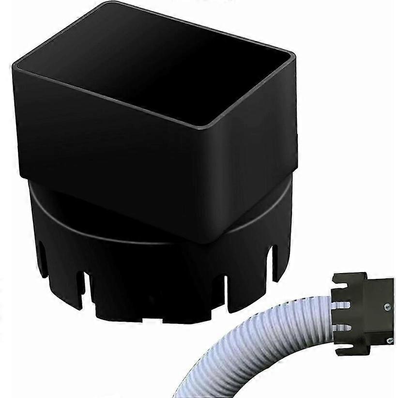 Universal Downspout to Drain Adapter, Round to Square Drain Adapter, Black