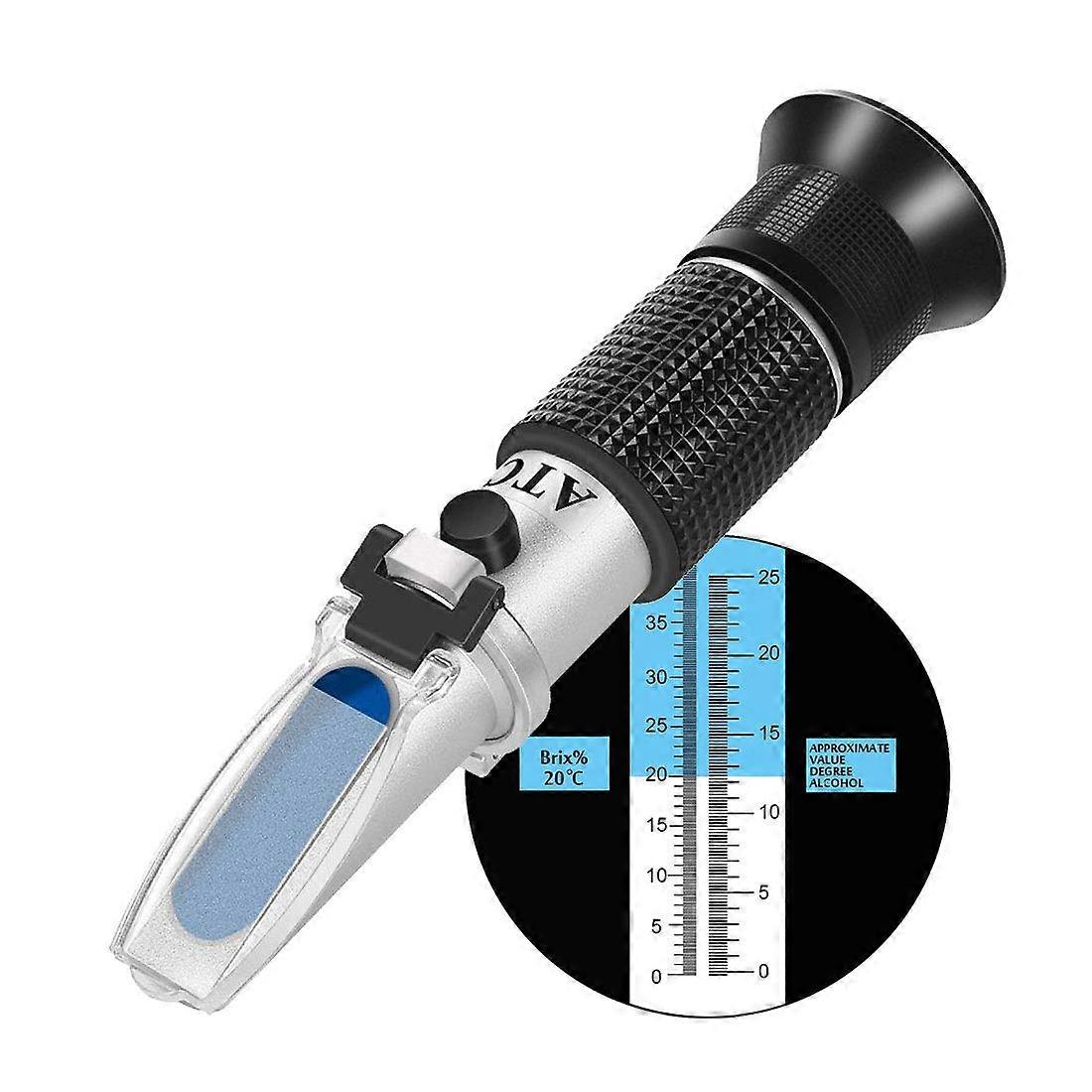 Wine Refractometer,Hand Held Brix/Alcohol Refractometer with ATC for Wine Making Homebrew Kit, Dual Scale(Brix 0-40%, Alcohol 0-25%)