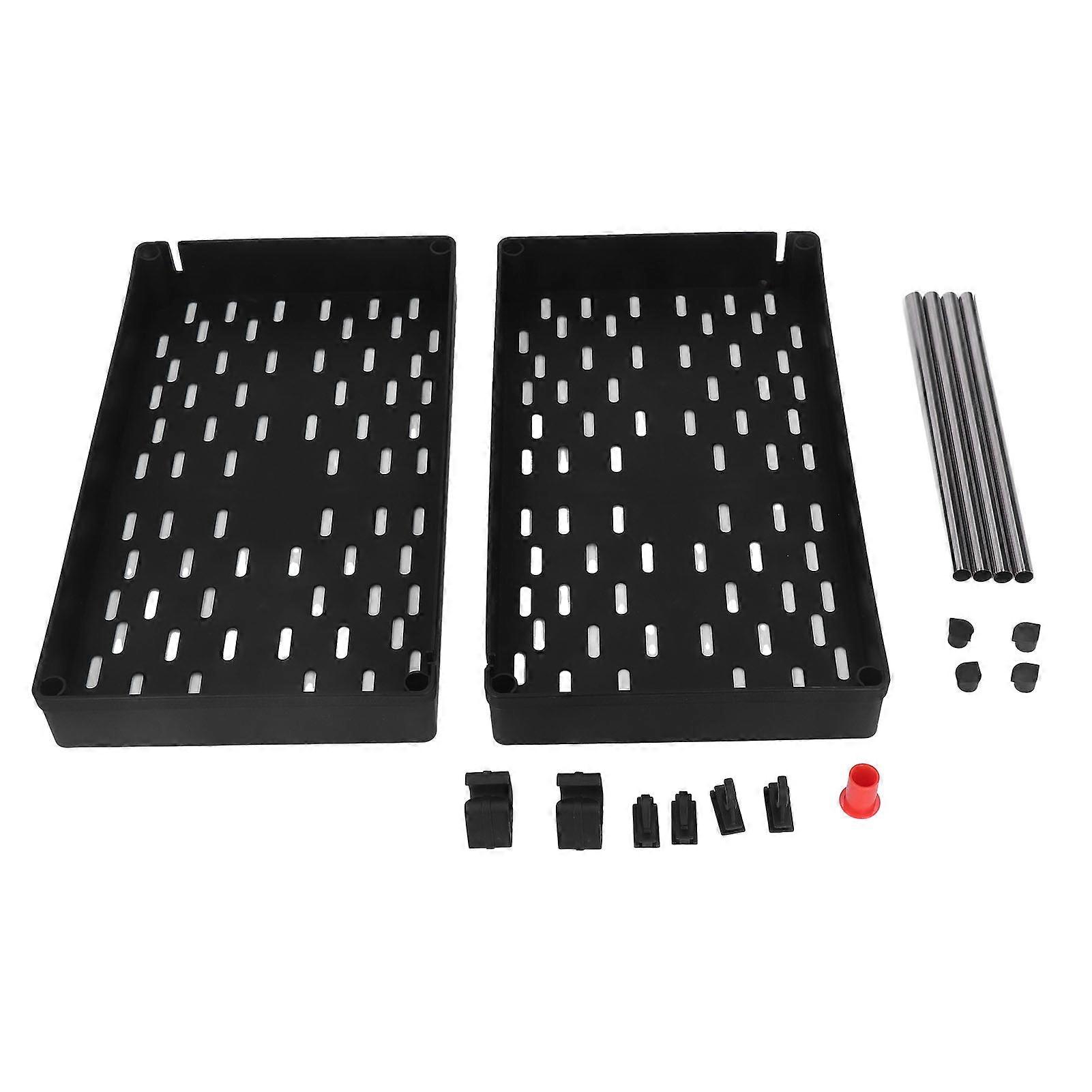 2 Tier Widened Storage Cart with Grid Basket Floor Portable Organizer Shelf for Office Dormitory