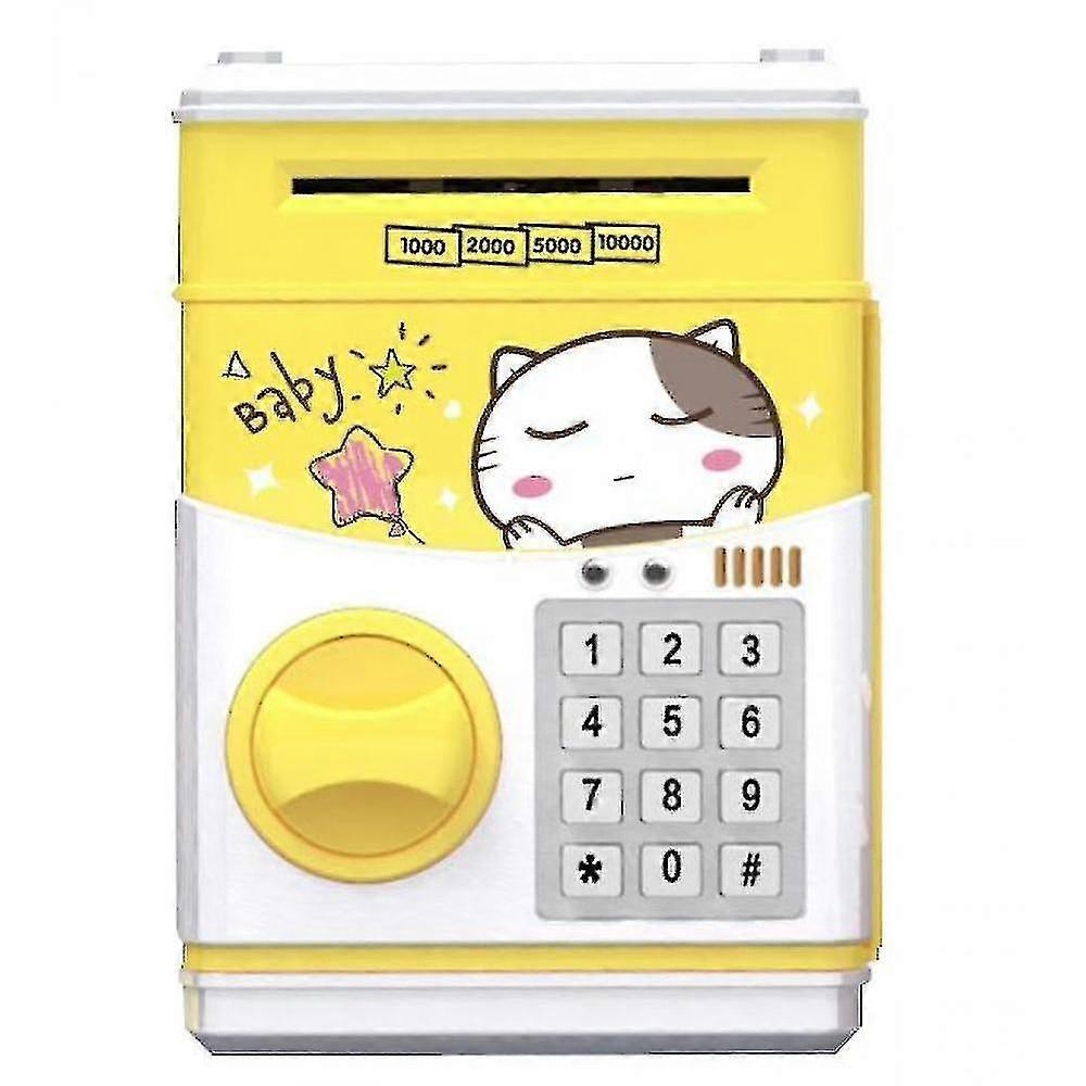Childrenins Toy Piggy Bank Automatic Password Atm Piggy Bank(Yellow)