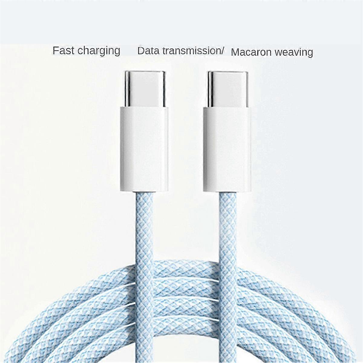 For 15 Macaron Data Cable Dual Type-C Fast Charging Braided Data Cable C to C 60W 100cm Charging Ca