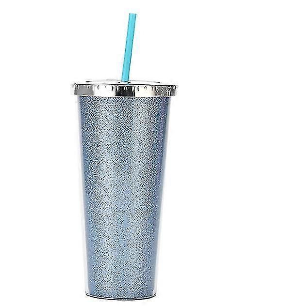 Large Capacity Double Layer Plastic Straw Cup Student Universal Water Cup
