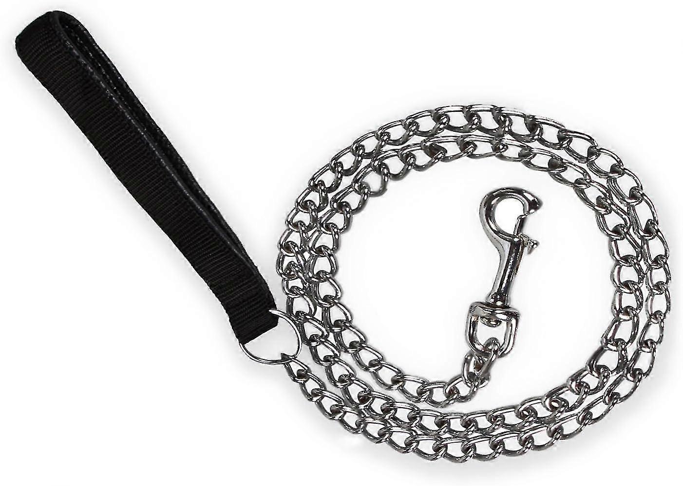Chain Leash (120cm) Solid Metal Leash Leather Handle