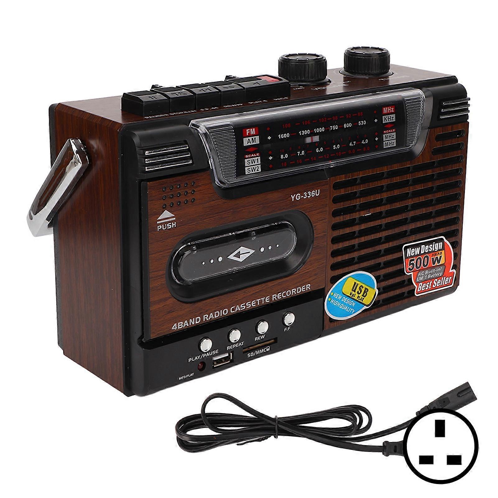 Cassette Player AM FM Radio Strong Signal Noiseless Support Storage Card and USB Portable Cassette Player Recorder UK Plug 220V