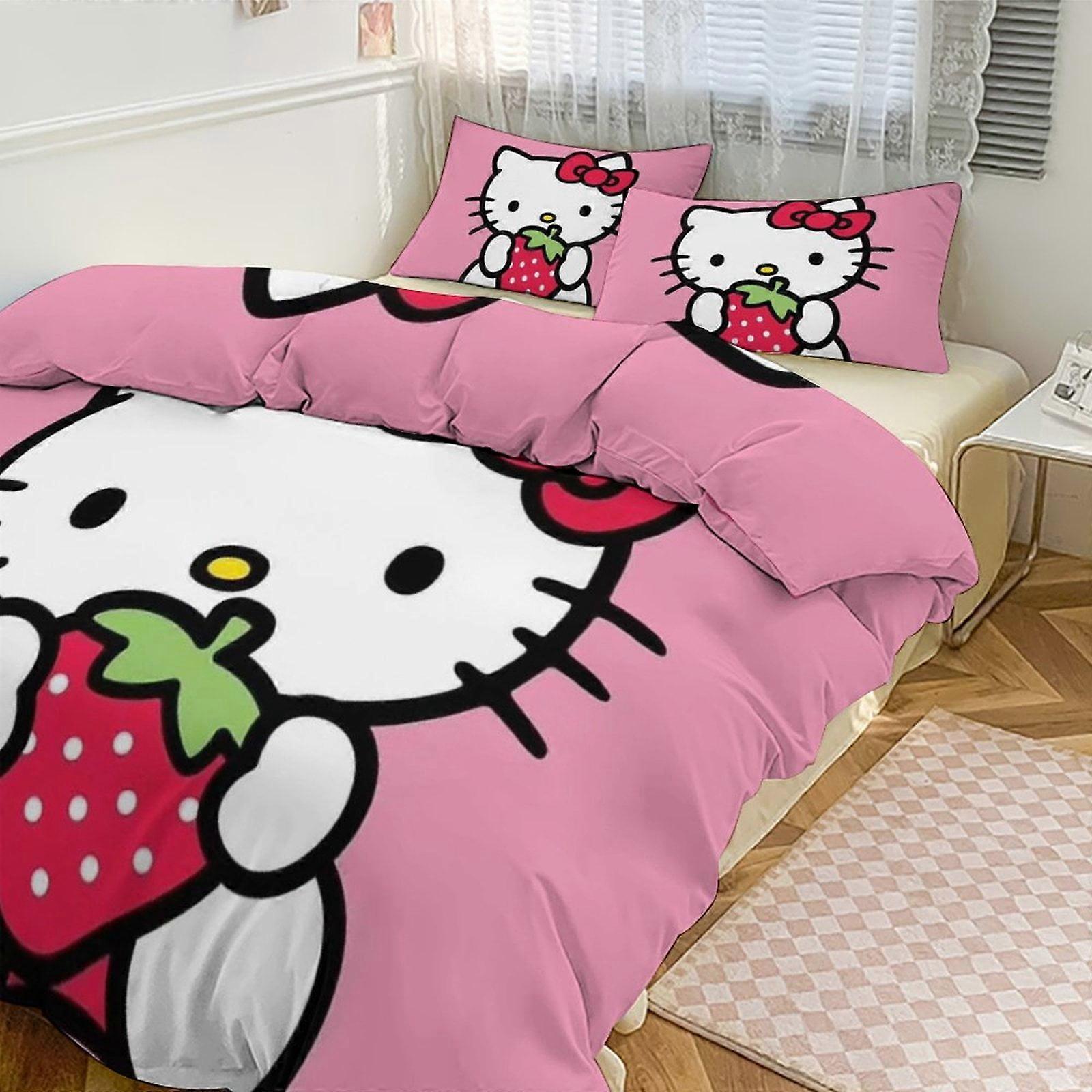 Bh473 Cute Hello Kitty Bedding Sets for Girl Women Full Size Comforter Set 3pcs Comforter Sets 1 Comforter Cover And 2 Pillowcases-xp ka473
