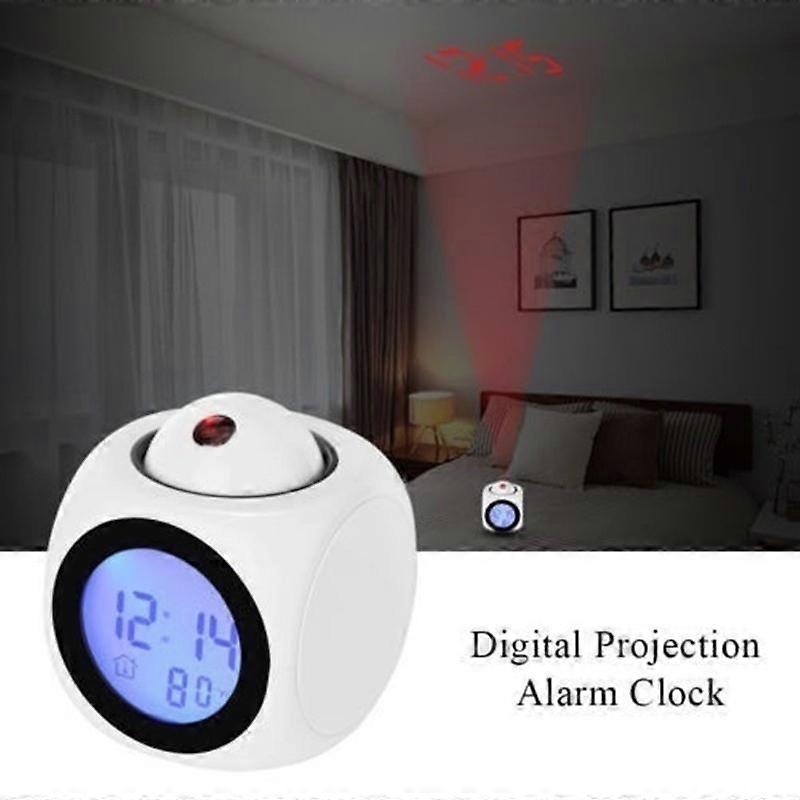 Digitaler Projektor Wecker Stimme Sprechender Wecker LCD-Display mit elektronischem Thermometer Zeit Wand Deckenprojektion