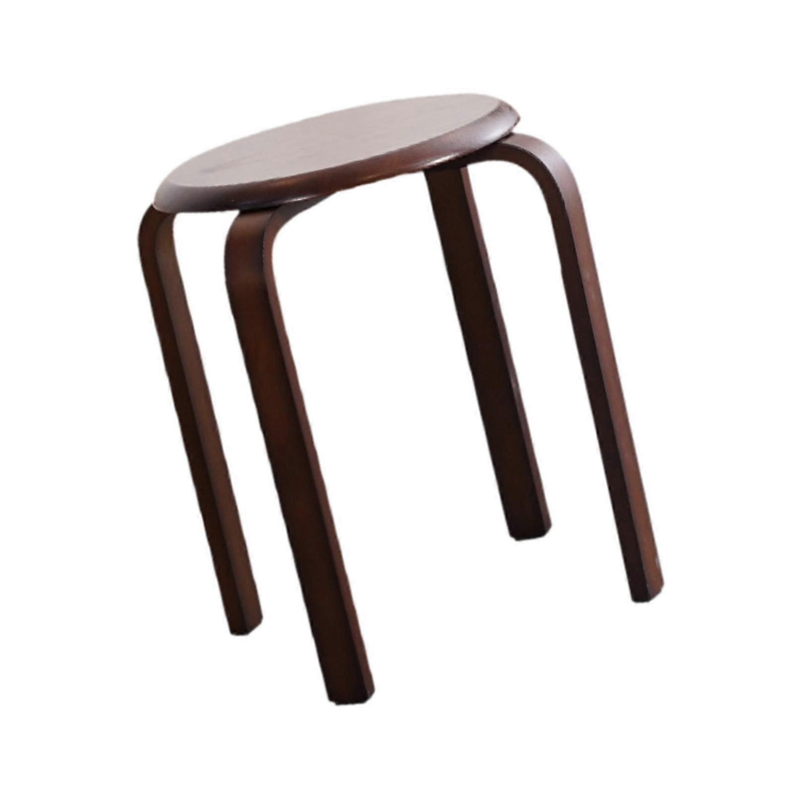 Solid Wood Round Stool Modern Stacking Stool for Living Room Farmhouse Decor Walnut