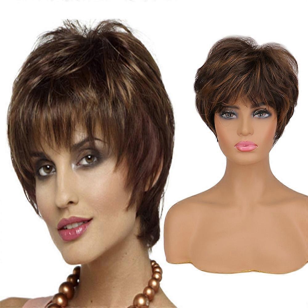 WHIMSICAL W donne sintetiche bionde miste marrone parrucche corte parrucche capelli naturali parrucche parrucca resistente al calore per capelli per le donne