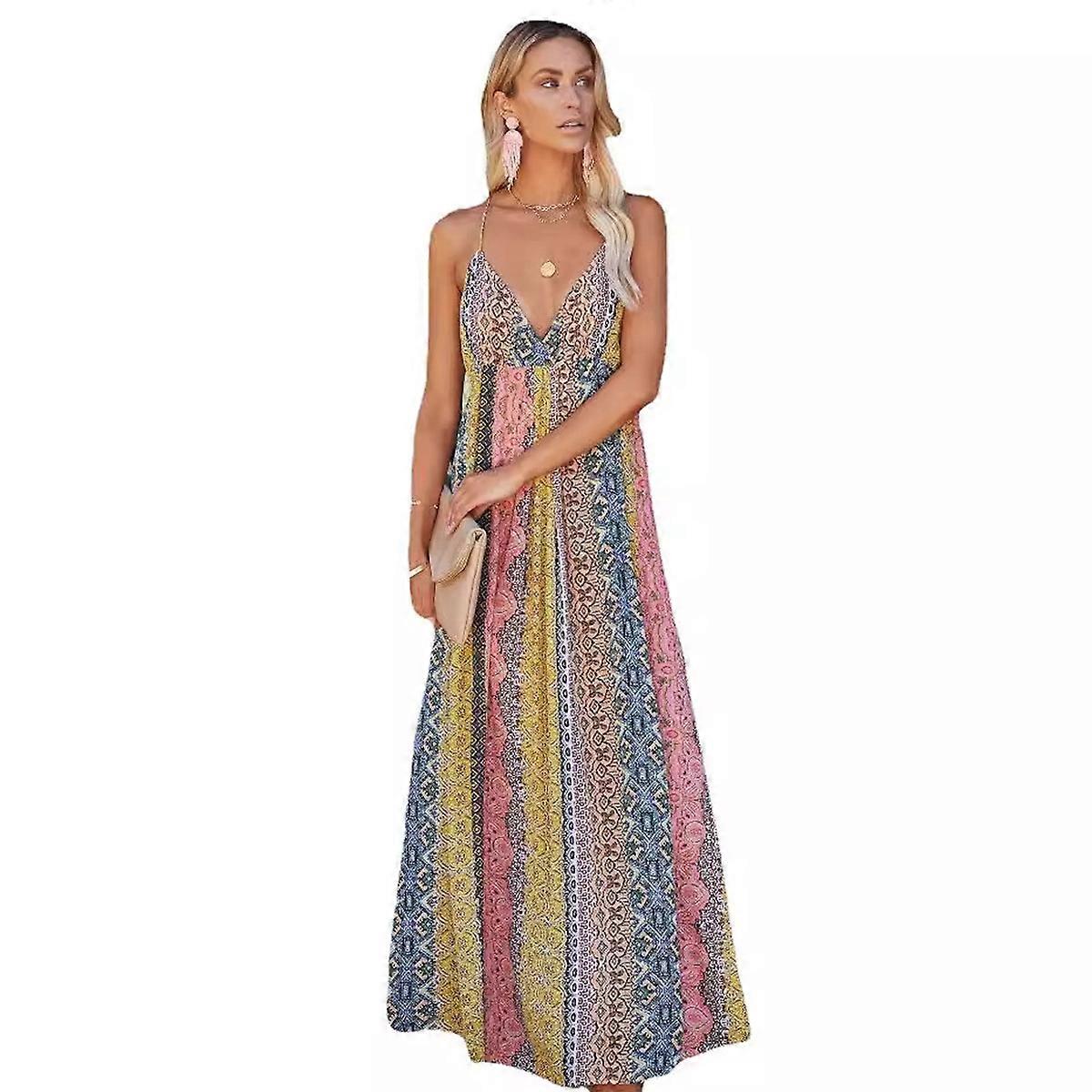 Femei Maxi High Low Halter Batista Rochie lunga Beach Party