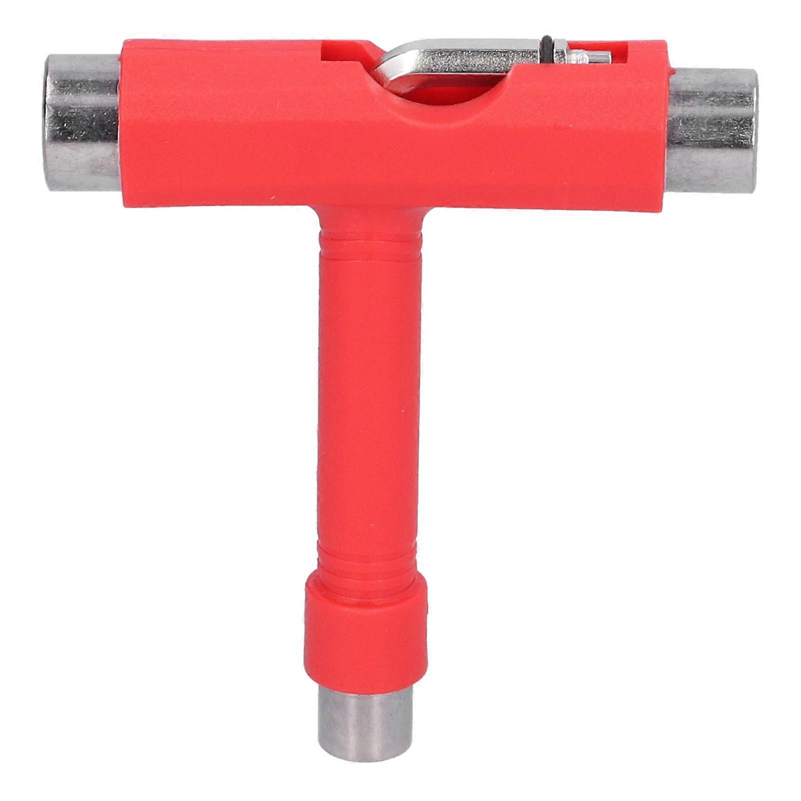 Portable Skateboard T-Type Hex Key Kit Fastener Hardware Multi-function Skate Tool (Red)
