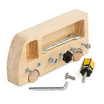 Educational Wooden Toy Nut Screw Bolt Set Early Education Toy Bus