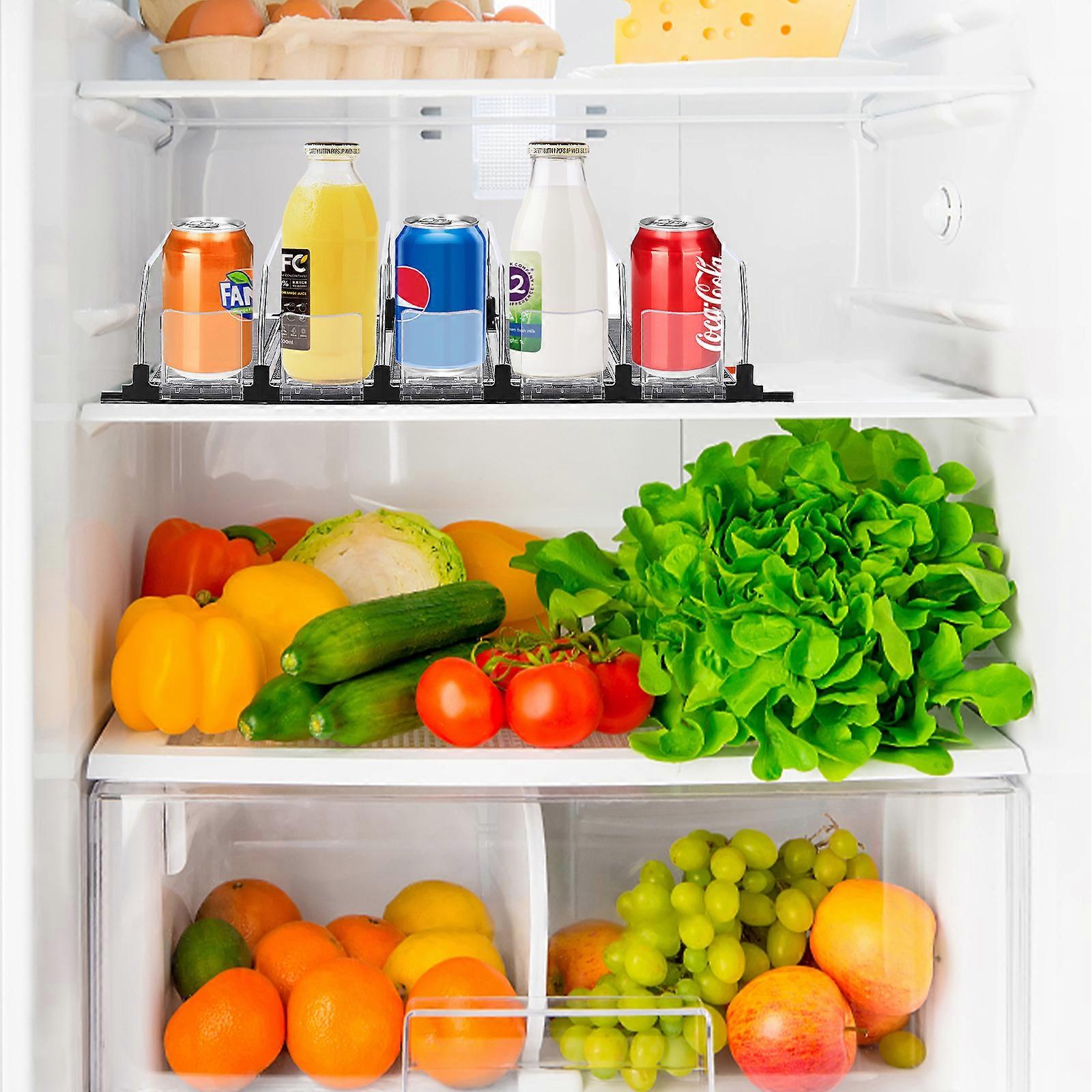 Refrigerator-Automatic Pusher Glide Soda Can Organizer Plastic Large Capacity Black Creative Home Storage Fridge-Holds