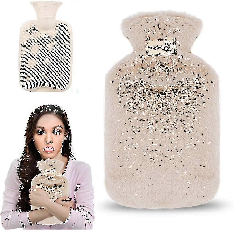 زجاجة ماء ساخن بريميوم مع غطاء، زجاجة ماء ساخن 800 مل مع غطاء ناعم فخم، زجاجة سرير مع غطاء صوف للأطفال والكبار، تخفيف الألم، ساخن
