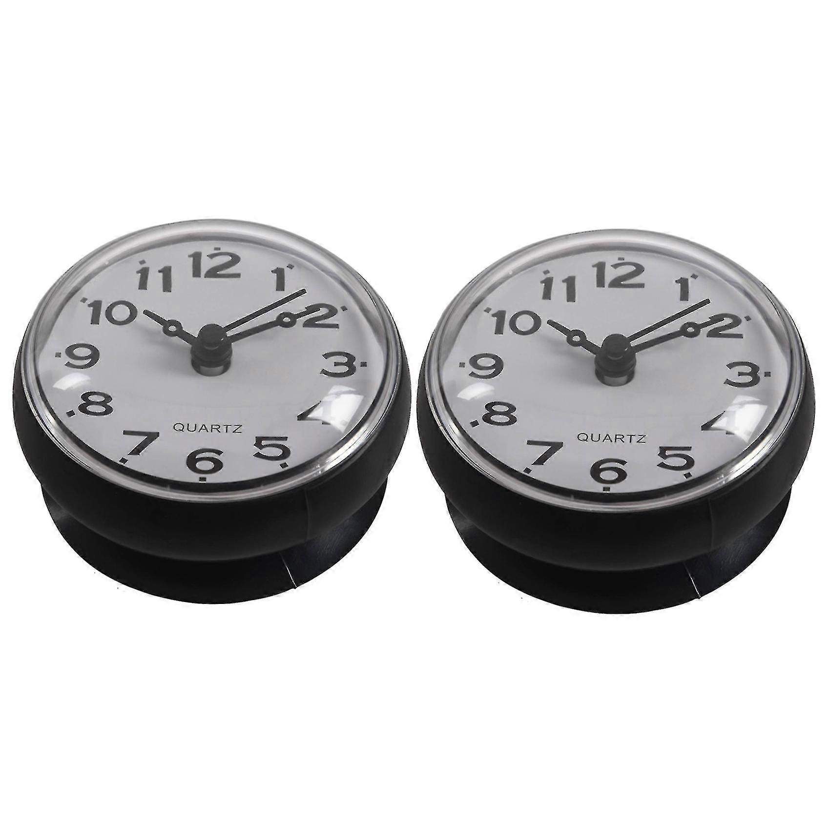 2x 7cm Waterproof Kitchen Bathroom Shower Clock Suction Cup Black_()