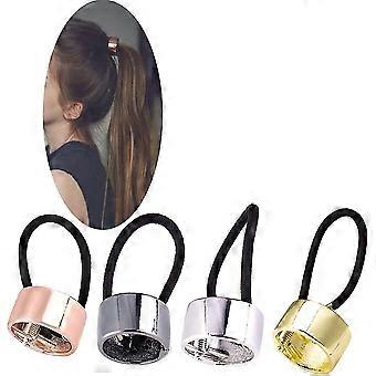 4pcs Fashion Punk Gothic Alloy Ponytail Cuff Elastic Hair Tie Ponytail Holder Women Hair