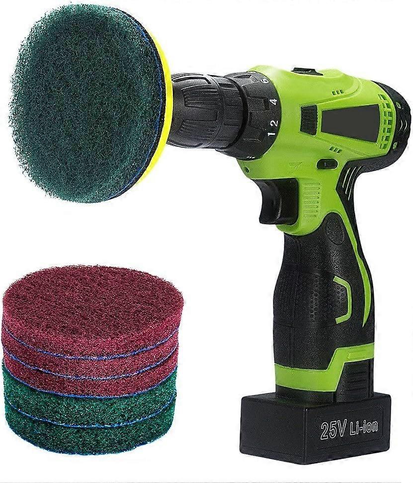 4 Inch Drill Power Scrubber Scouring Pads Cleaning Kit, Includes Drill