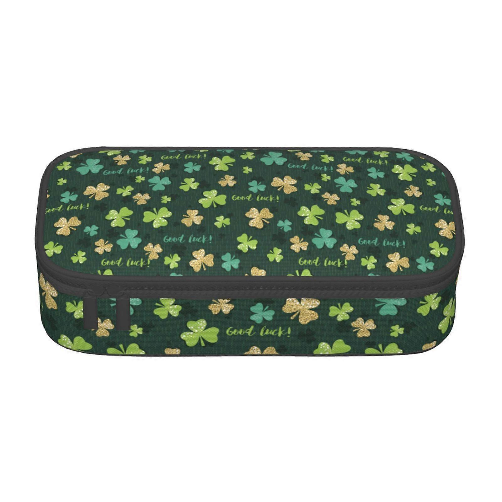 سعيد عيد القديس باتريك مقلمة حقيبة مكياج كبيرة السعة حقيبة مكياج اللوازم المكتبية القرطاسية صندوق قلم رصاص مع سحاب 7