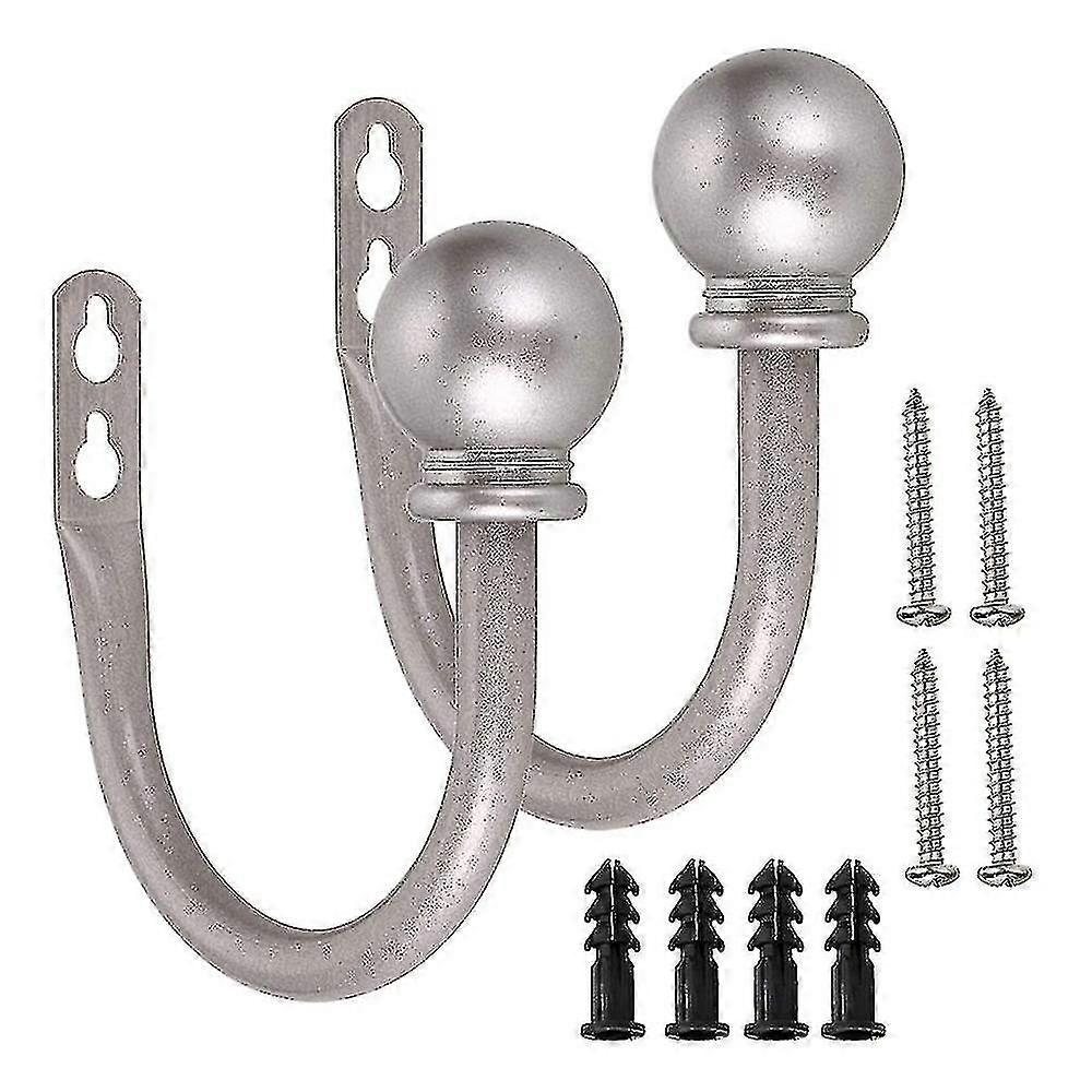 Round Finials Curtain Holdbacks, Decorative Curtain Hooks Wall Mounted - Plemdea