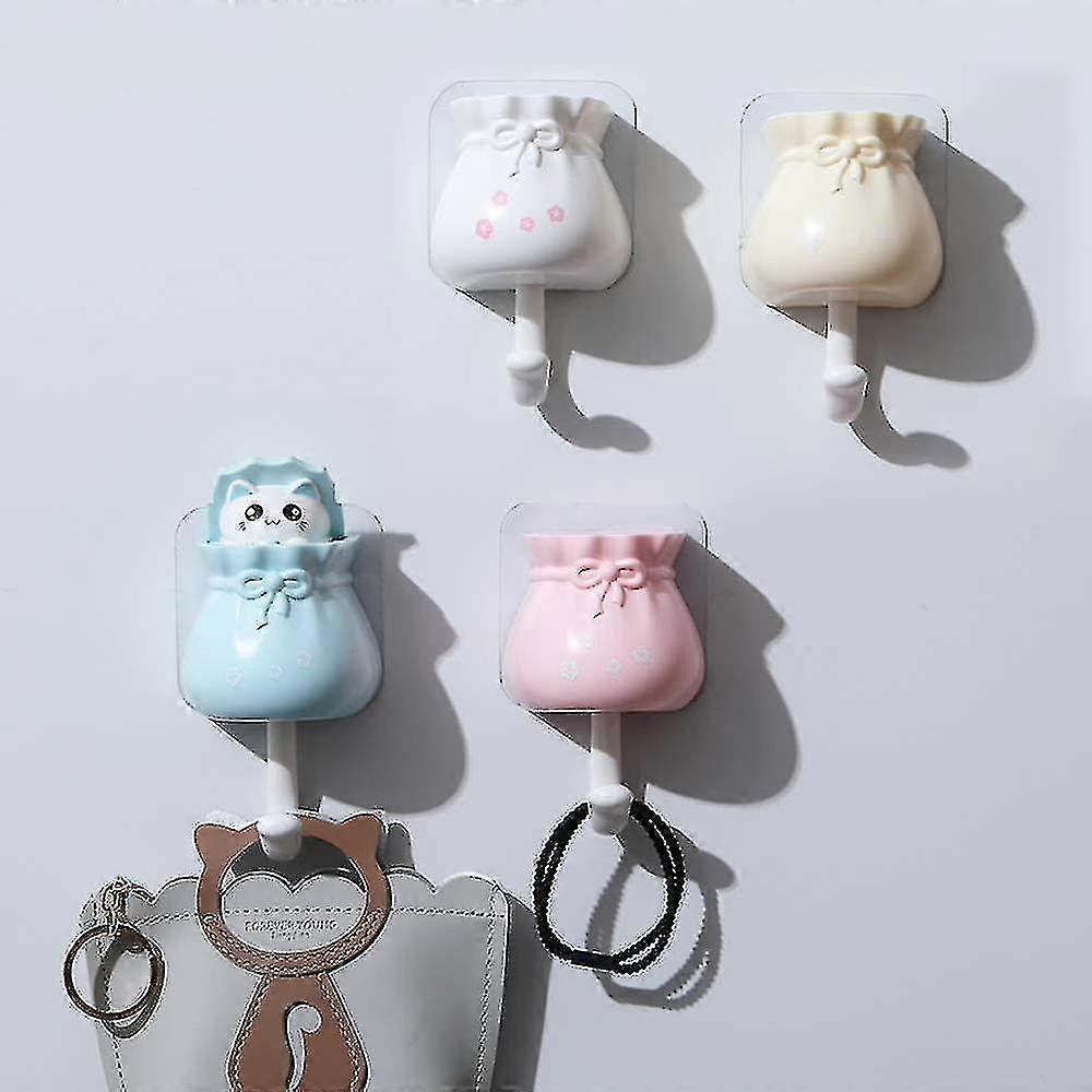 Adhesive Wall Hooks Coat Hooks Wall Mounted Hooks Decor Cat 4 Pcs