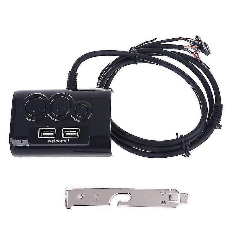 Desktop Computer Switch Pc Case Power Supply On/off Reset Button Double Usb Port