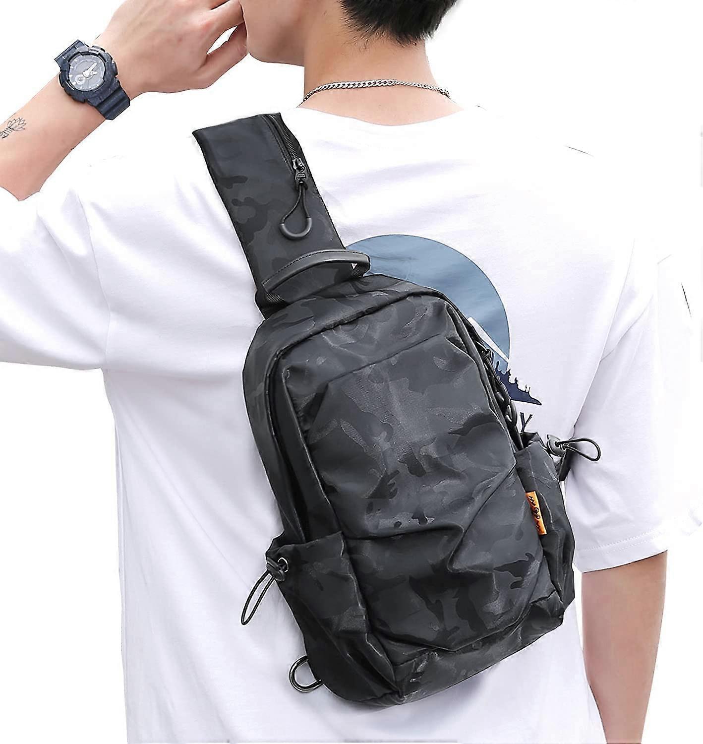 Liten axelremsryggsäck med axelrem för män och kvinnor, lätt ryggsäck med en rem, axelrem för vandring, promenader, cykling, resor