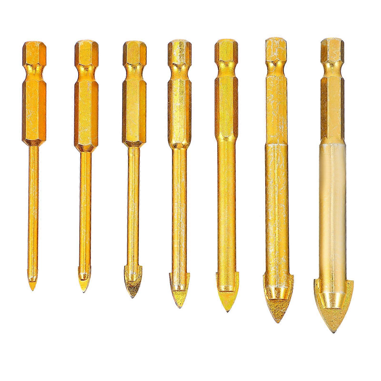 7pcs Carbide Tip Glass Drill Bit Triangle Head Drill Bits Tile Hole Opener