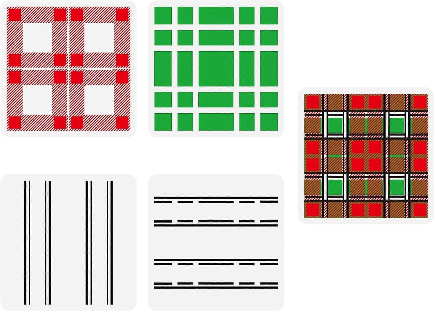 4Pcs 4 Styles Sea Animals Theme PET Hollow Out Drawing Painting Stencils for DIY Scrapbook Photo Album Tartan Pattern 300x300mm 1pc/style