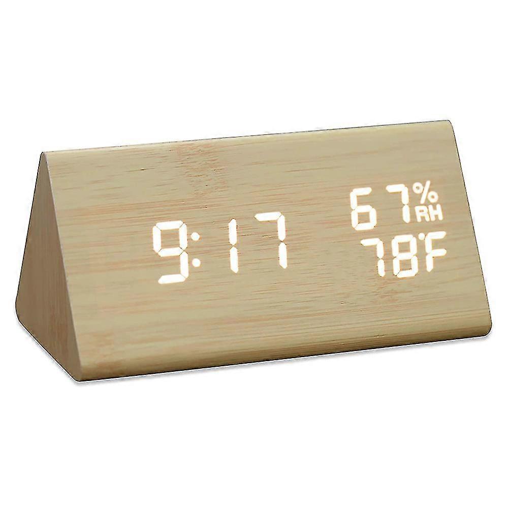 Wooden Desk Clock Alarm Clock, Led Digital Alarm Clock With Date