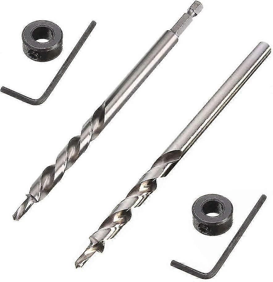 Pocket Hole Drill Bit Hex Shank And Round Shank Replacement Twist Step Drill Bit With Depth Stop For Manual Pocket Hole Jig System Grill Guide D