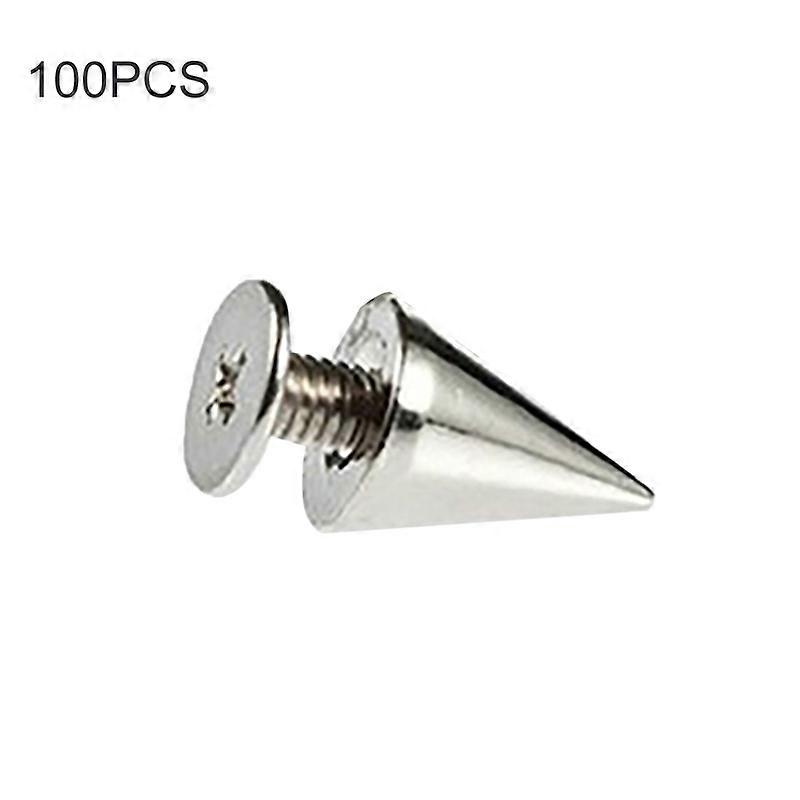 100Pcs 9.5mm Punk Silver Cone Spikes Screwback Studs DIY Craft Cool Rivets