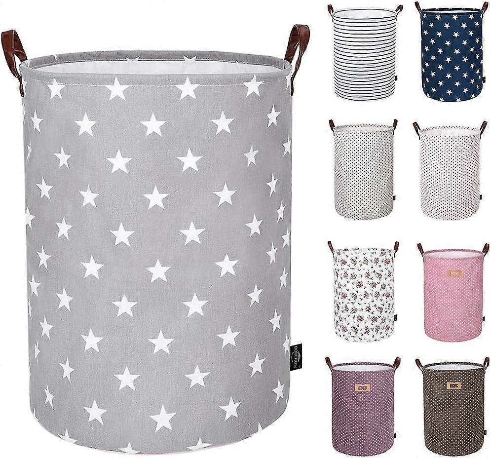 Thickened Foldable Round Storage Laundry Baskets, Cotton (Cataract, 19 "/ L)