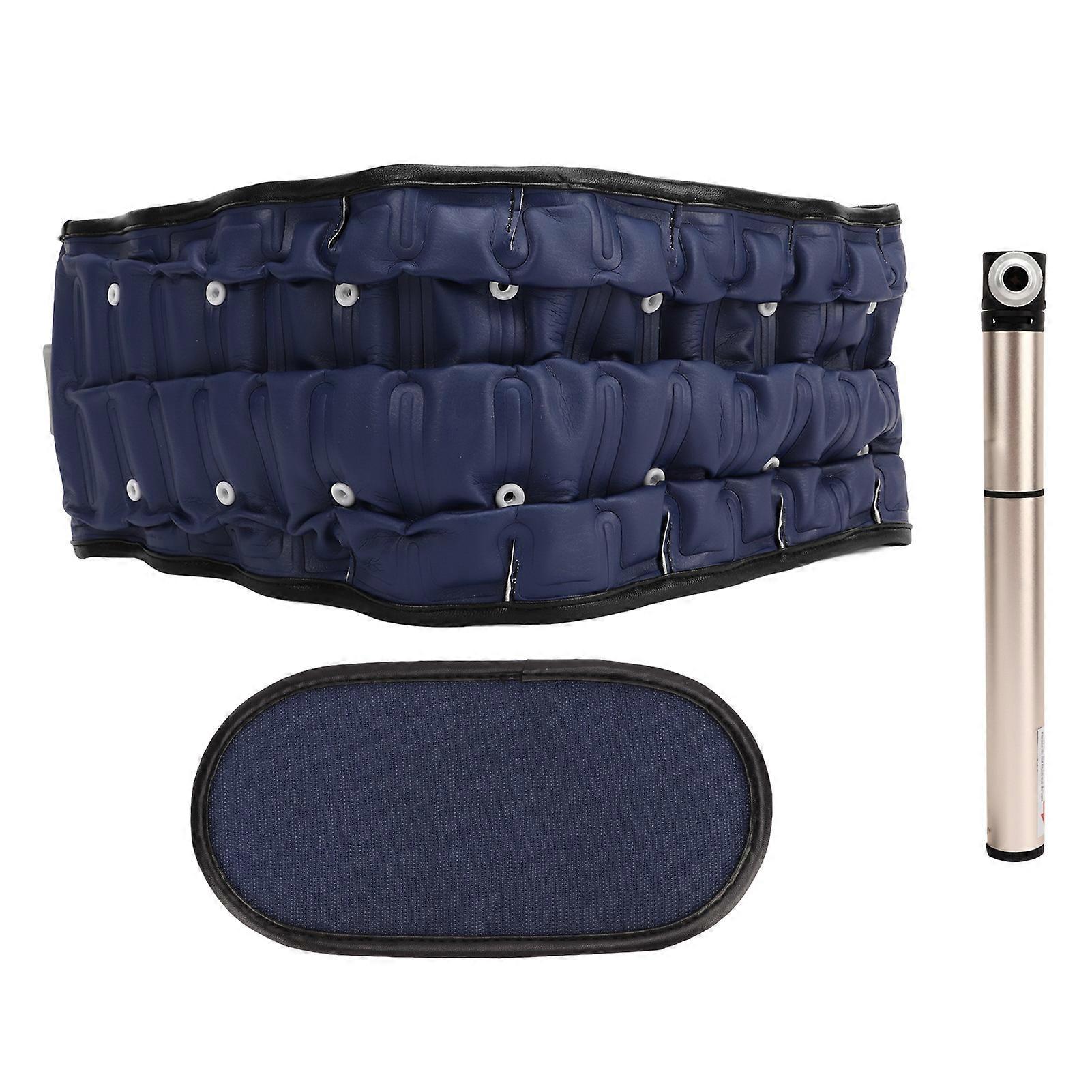 Inflatable Lumbar Traction Belt Lightweight Adjustable Decompression Lower Back Brace Blue