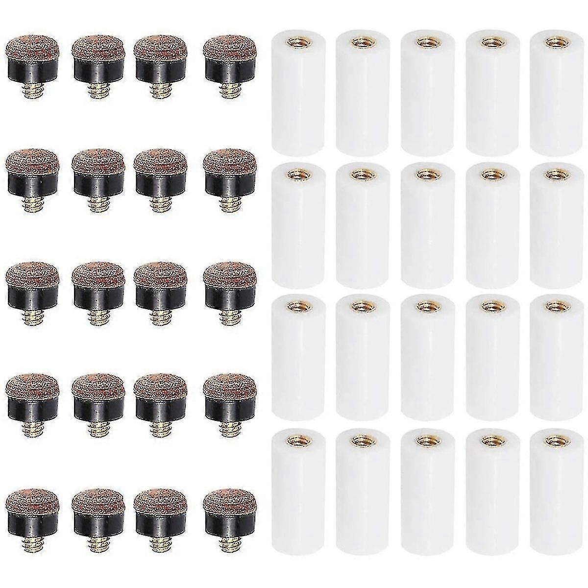 20sets Billiard Cue Tips With Pool Cue Stick Ferrules 12mm Billiard Screw-on Tips Replacement For N