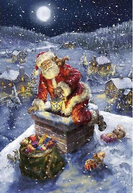 DWW-30 x 40 cm, Santa Claus climbing the chimney Diamond Painting Diamond Embroidery Painting5D Canvas Painting for Children and Adults, Rhinestone Pu
