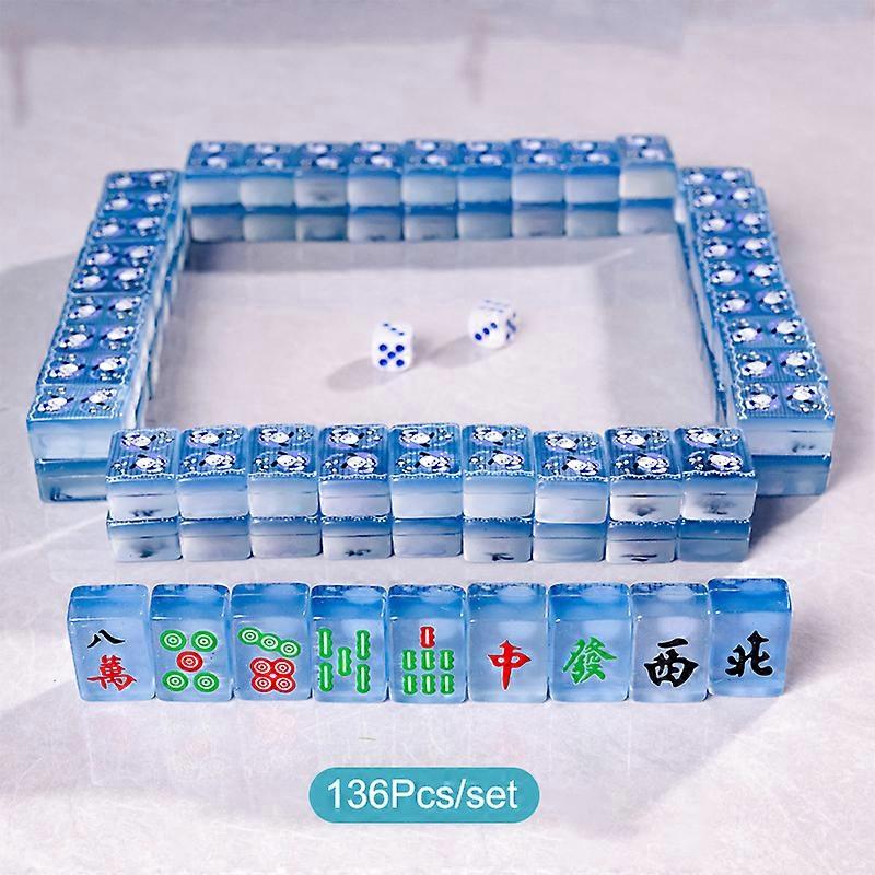 136Pcs Cartoon Sanrio Luminous Mahjong Set Chinese Traditional Mahjongs Family Toys Party Board Game Props Portable Mahjong