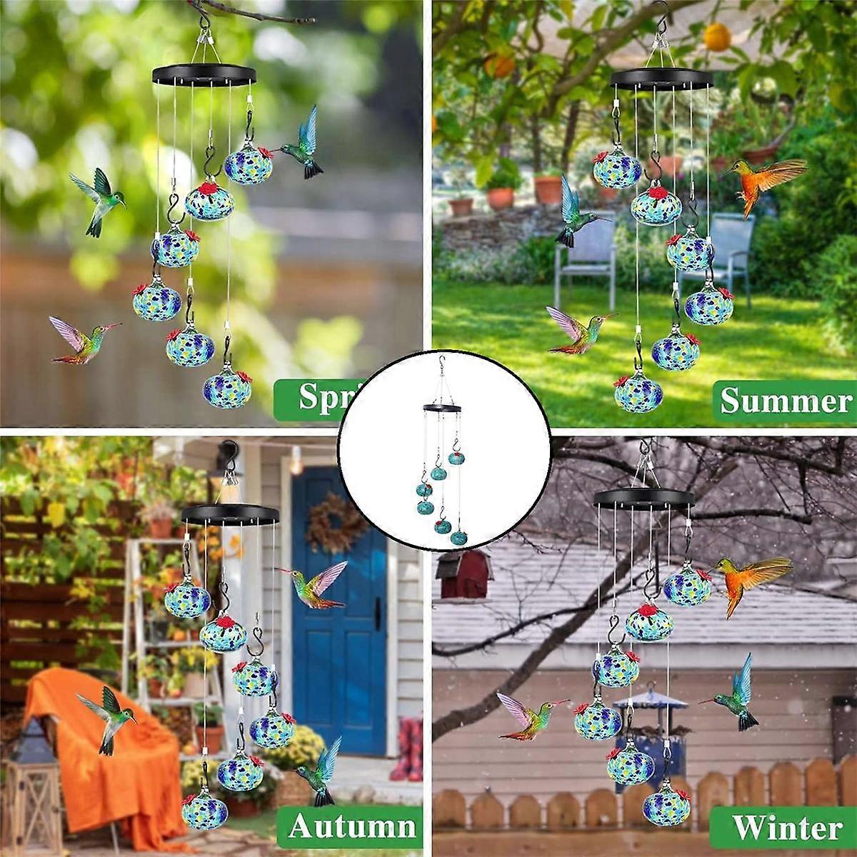 Bird Feeders for Outdoors, Glass Bird Feeders for Outdoors Hanging Ant and Bee Proof 2024 New Wind Chime A