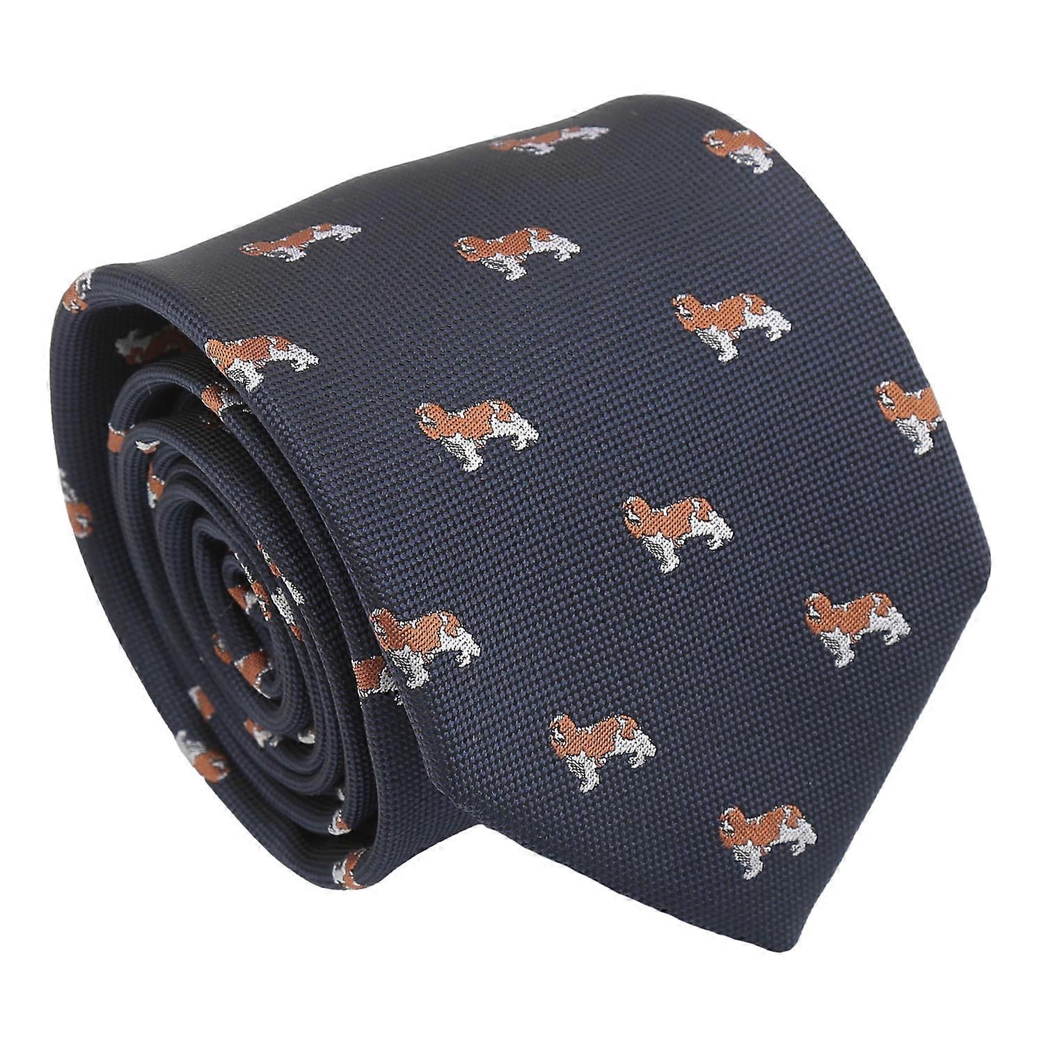 Bleumarin Cavalier King Charles Spaniel Câine Cravată Brodată