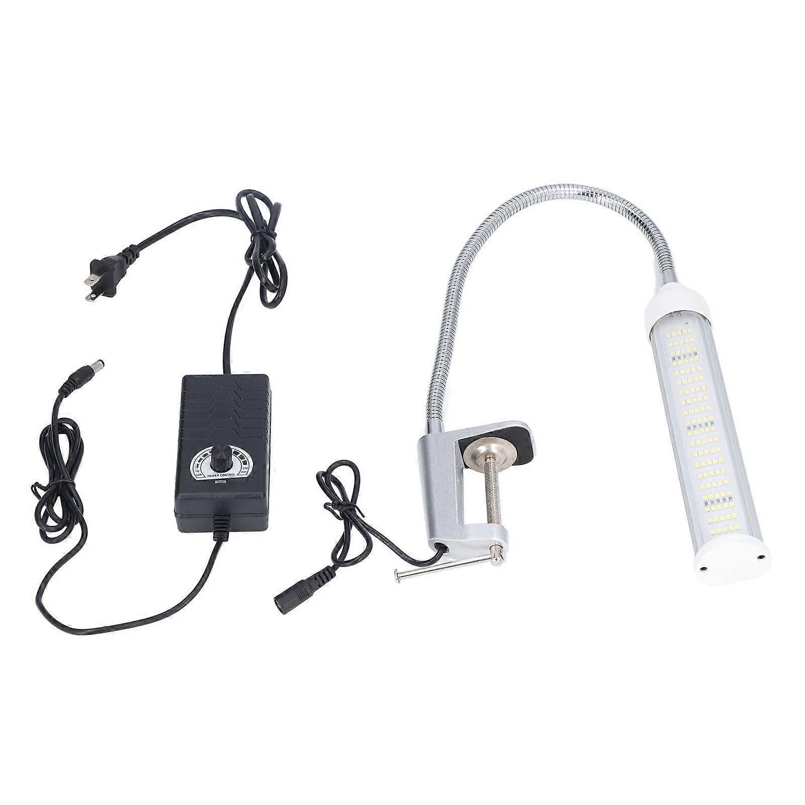 Gooseneck LED Work Light Silver C Clamp LED 21W Dimmable Machine Tool Work Light Aluminum Gooseneck Light US Plug 100240V