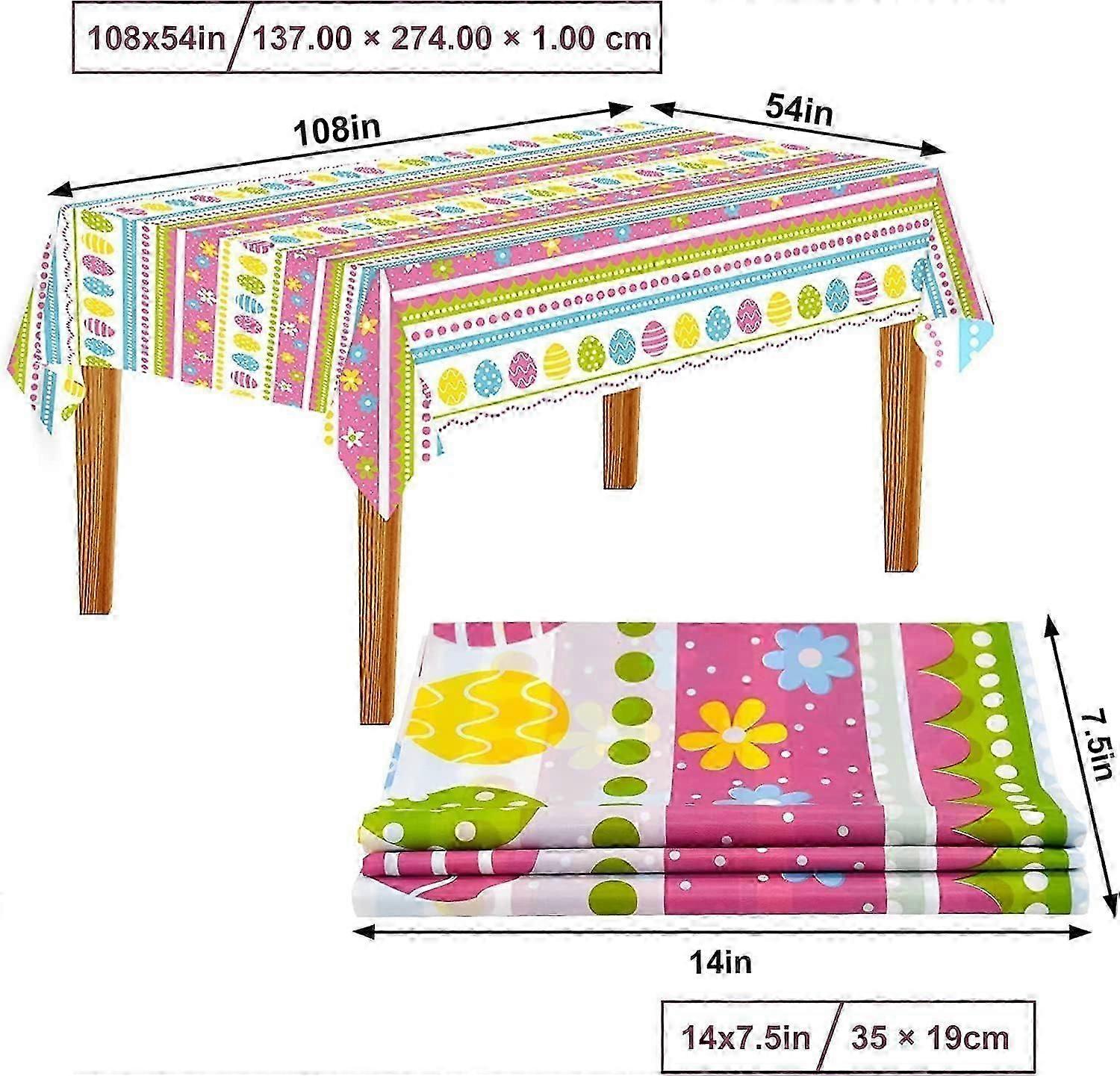 Easter Table Cloth, Waterproof Decorations, 137 x 274 cm Reusable Table Clothes
