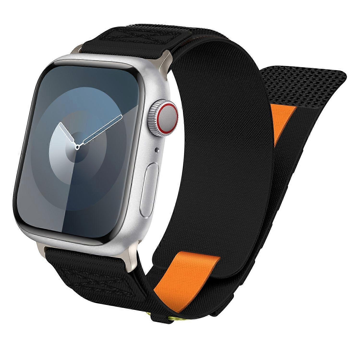 适用于 Apple Watch SE 2023 44 毫米设计编织尼龙表带黑色