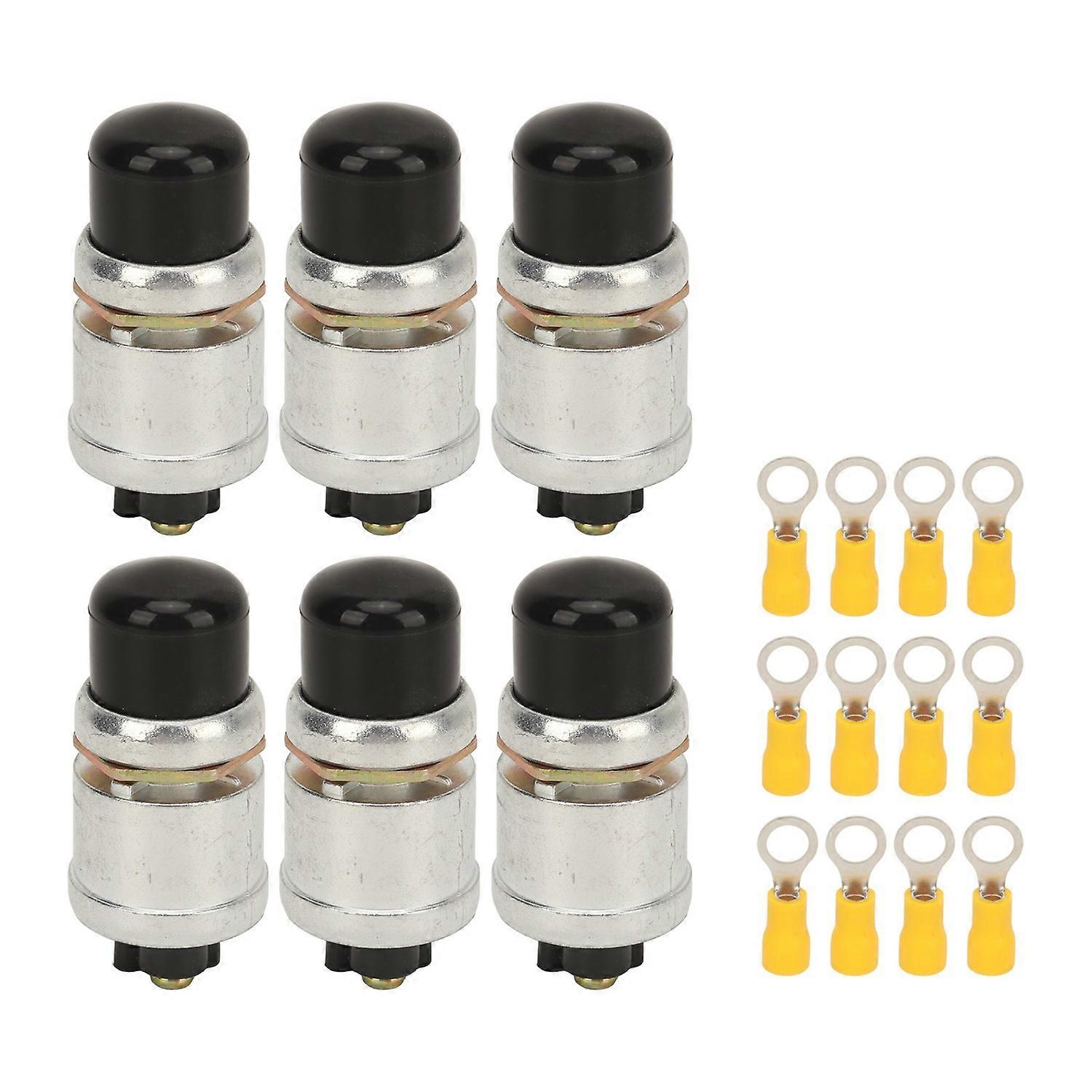 6 Set Push Start Button Switch Kit Waterproof Fast Response Momentary Push Button Switch for Vehicle