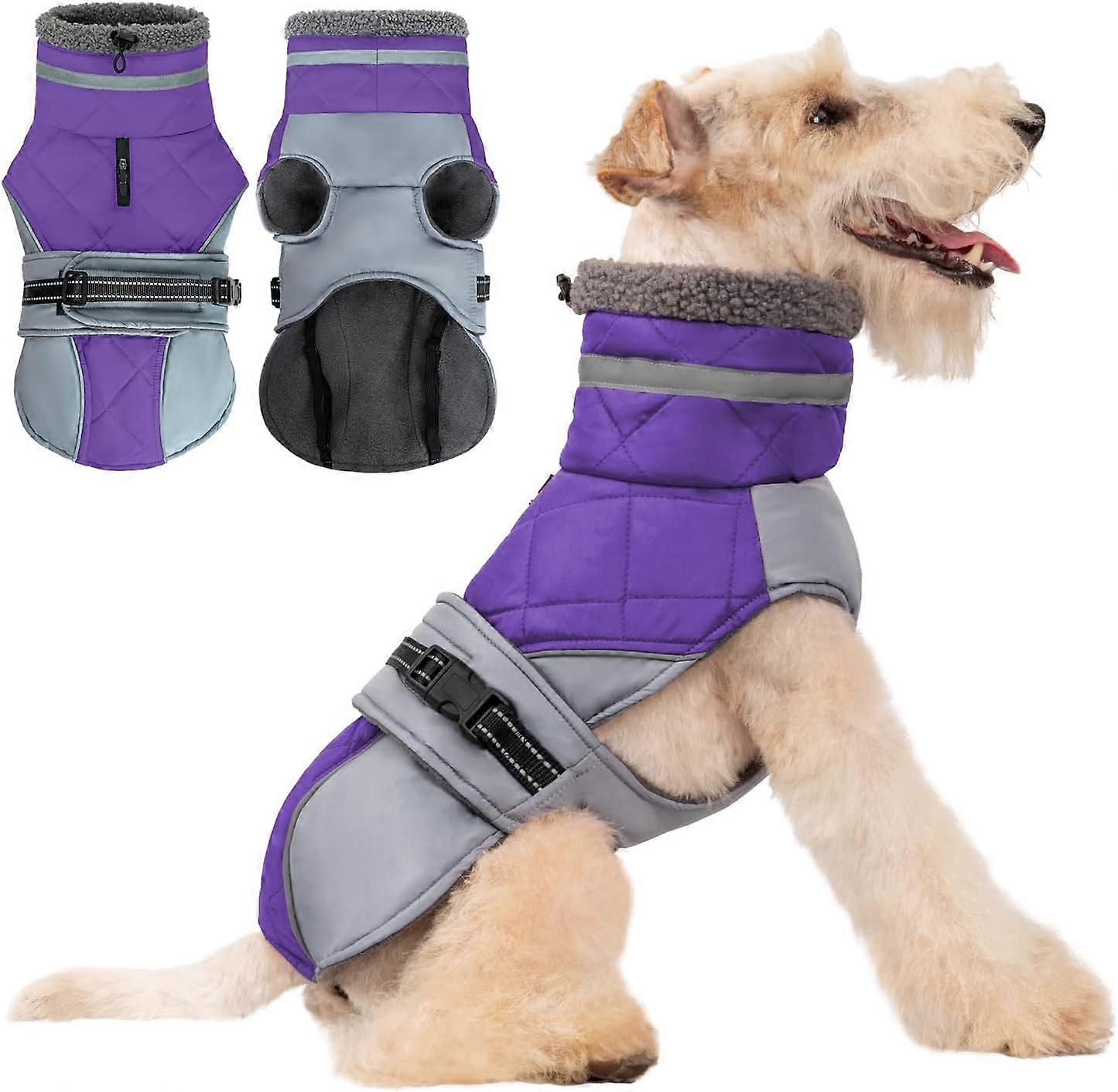 Reflective Dog Coat with Adjustable Buckle, Windproof Turtleneck for Cold Weather, Waterproof and Warm Design
