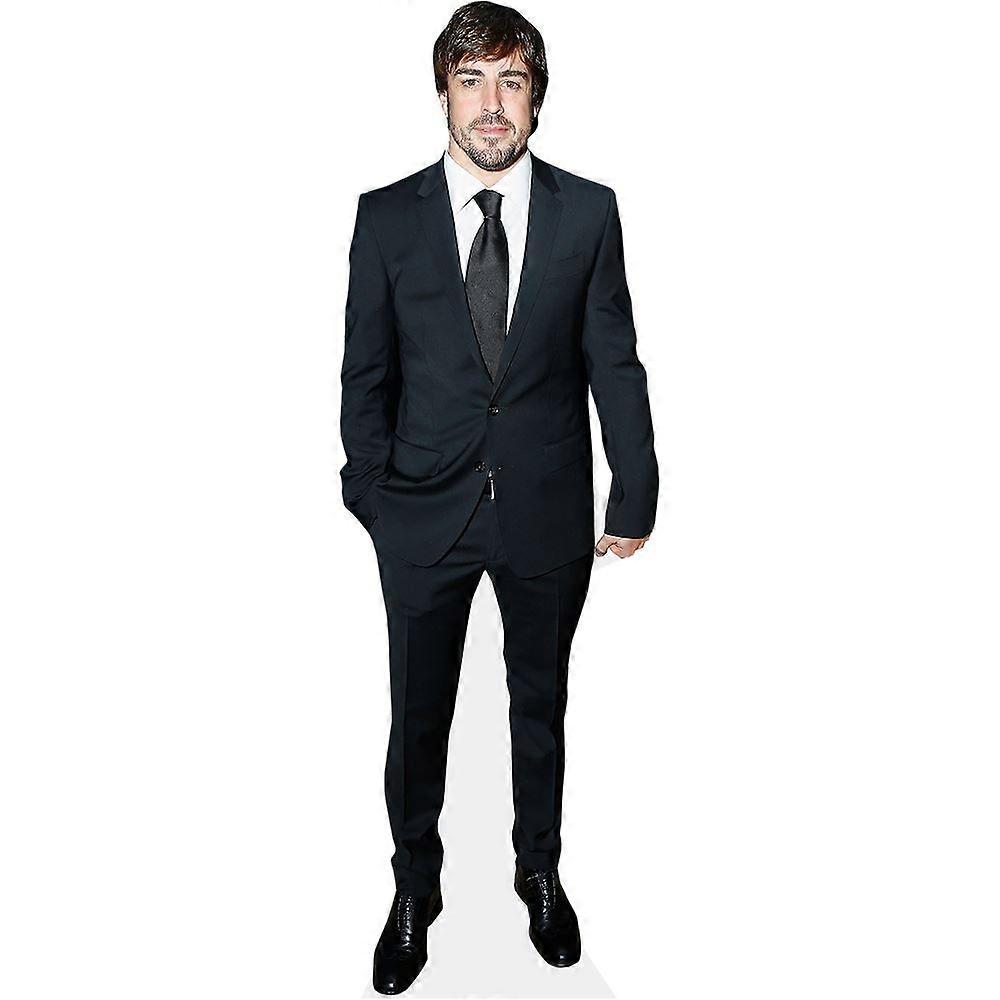 Fernando Alonso (zwart pak) Kartonnen uitsnede (levensgroot OF miniformaat). Standee. Sta op.