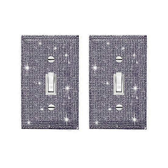 2Pcs Rhinestone Outlet Wall Plate Single Toggle Light Switch Plate Home Office