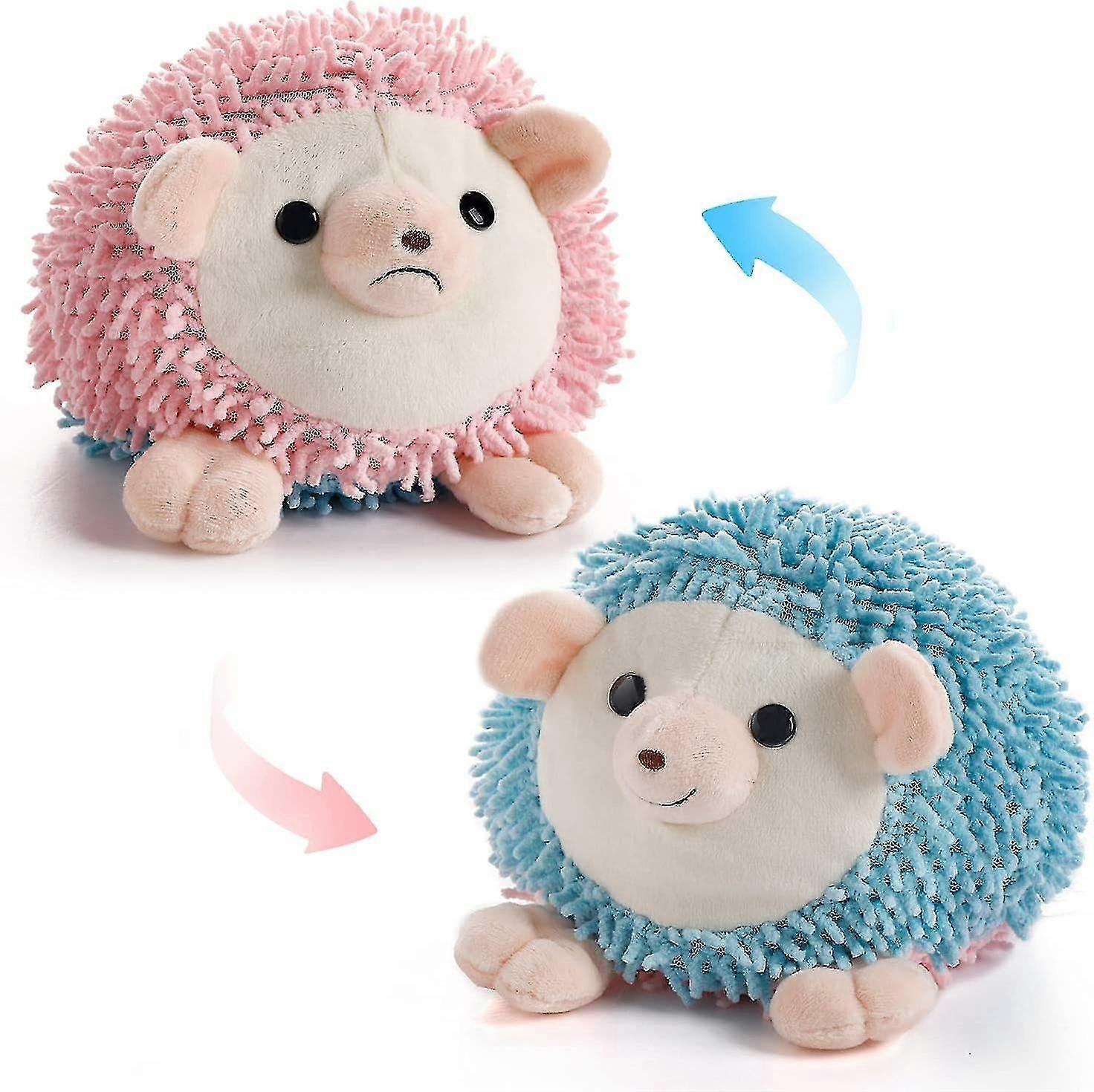 Double Sided Hedgehog Plush, Cute Mood Switch Stuffed Animal Pillow Doll, Soft Plush Fluffy Friend Pillow - Suitable for All Ages and Occasions